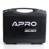 Зварювальний апарат інверторний APRO MMA-260 K, ел.4мм, + набір кабелів, кейс (894502)