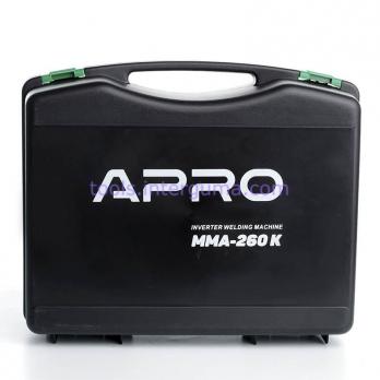 Зварювальний апарат інверторний APRO MMA-260 K, ел.4мм, + набір кабелів, кейс (894502)